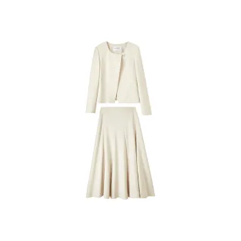 SENTUBILA Two Piece Skirt Sets Women's Cream Apricot
