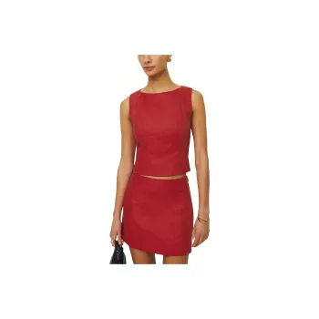 REFORMATION Grace Linen Two Piece Skirt Set Women's Tomato Color