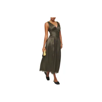 REFORMATION Stasia Silk Dress Sleeveless Dress Women's Pine Tree Green