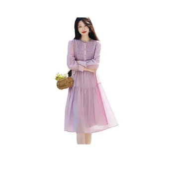 【dme】 Long Sleeved Dress Women's Purple