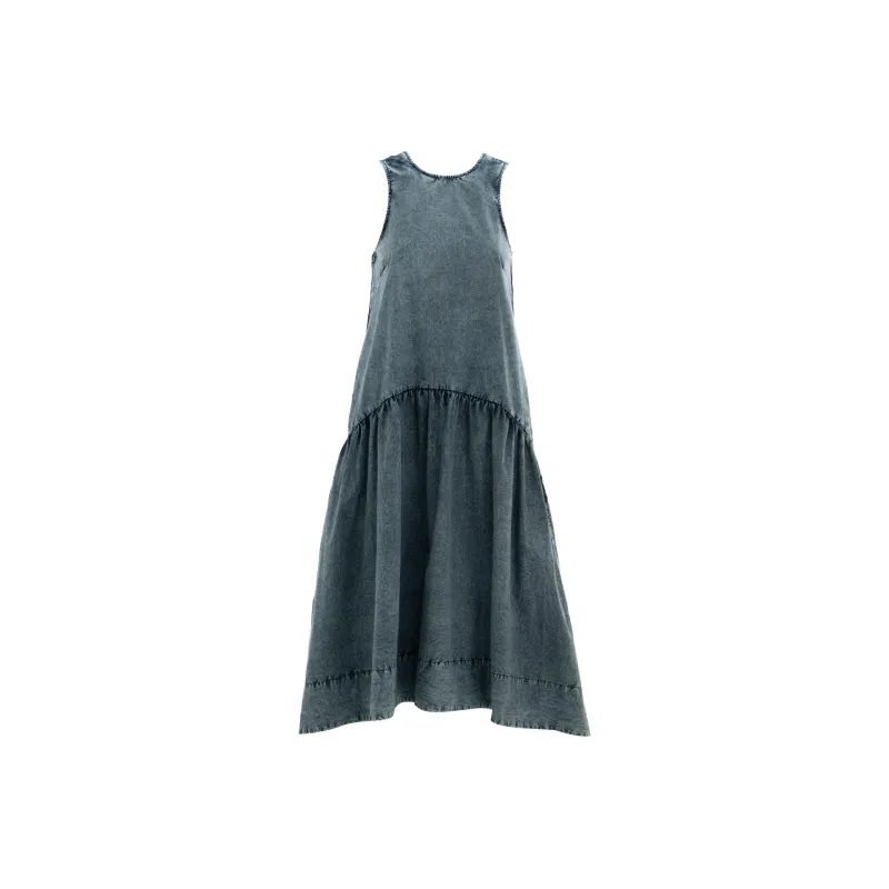 GANNI Poplin Open Back Midi Dress-0