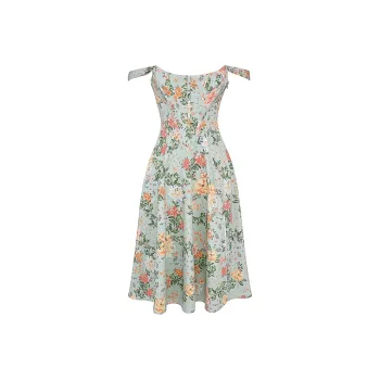 HOUSE OF CB Saira Light Jade Print Midi Sundress Slip Dresses Women's Light Emerald Green
