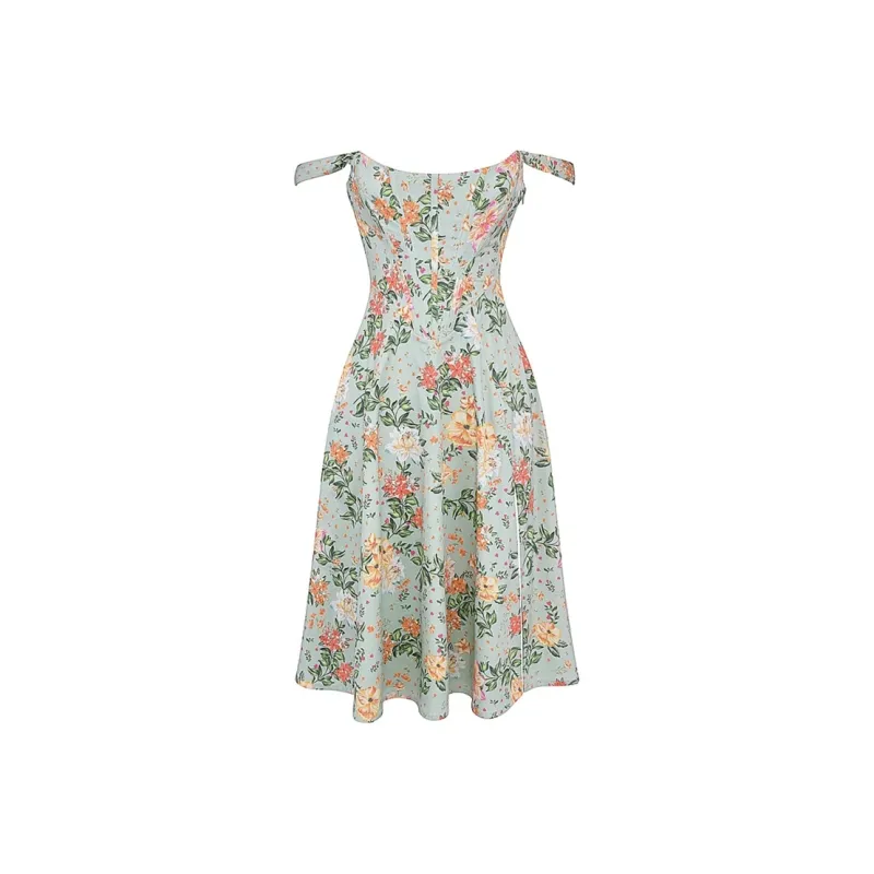 HOUSE OF CB Saira Light Jade Print Midi Sundress Slip Dresses Women's Light Emerald Green-0