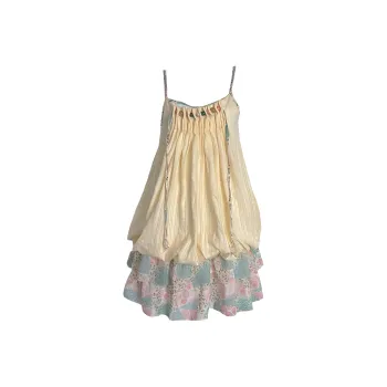 PAIN OR PLEASURE Summer Slip Dresses Women's Yellow