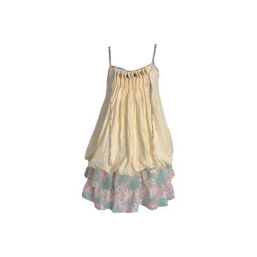 PAIN OR PLEASURE Summer Slip Dresses Women's Yellow