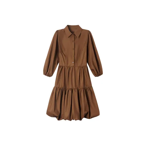 JOSR Long Sleeved Dress Women's Coffee