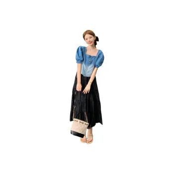 Emodues Two Piece Skirt Sets Women's Blue