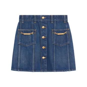CELINE Button Up Denim Skirt
