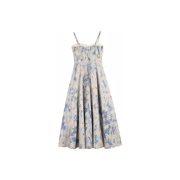 AFGGD Slip Dress Women's Blue White