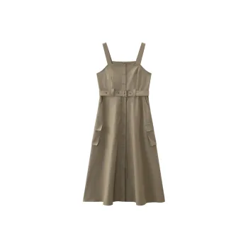 KUHNMARVIN Slip Dress Women's Khaki Green