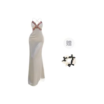 TORIGHT Slip Dress Women's Ivory+Bowknot Hair Tie Comes With
