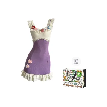 OURUOKE Slip Dress Women's Violet