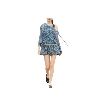 CHANEL 25C Long Sleeved Dresses Women's Blue