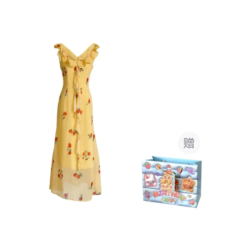Gentle Welcome Slip Dress Women's Yellow Floral-0