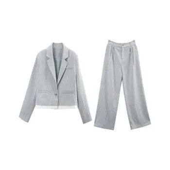 A Paradise For Awakening Casual Suit Women's Gray Blue