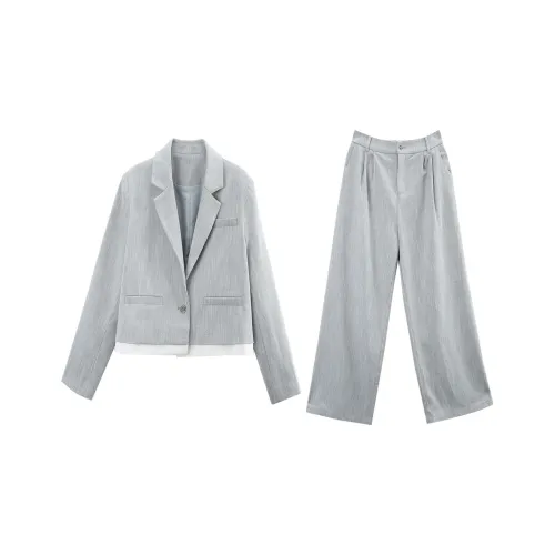 A Paradise For Awakening Casual Suit Women's Gray Blue