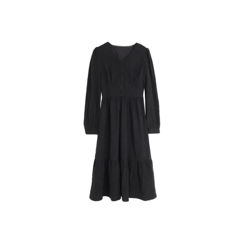 SETIROM Long Sleeved Dress Women's Black-0