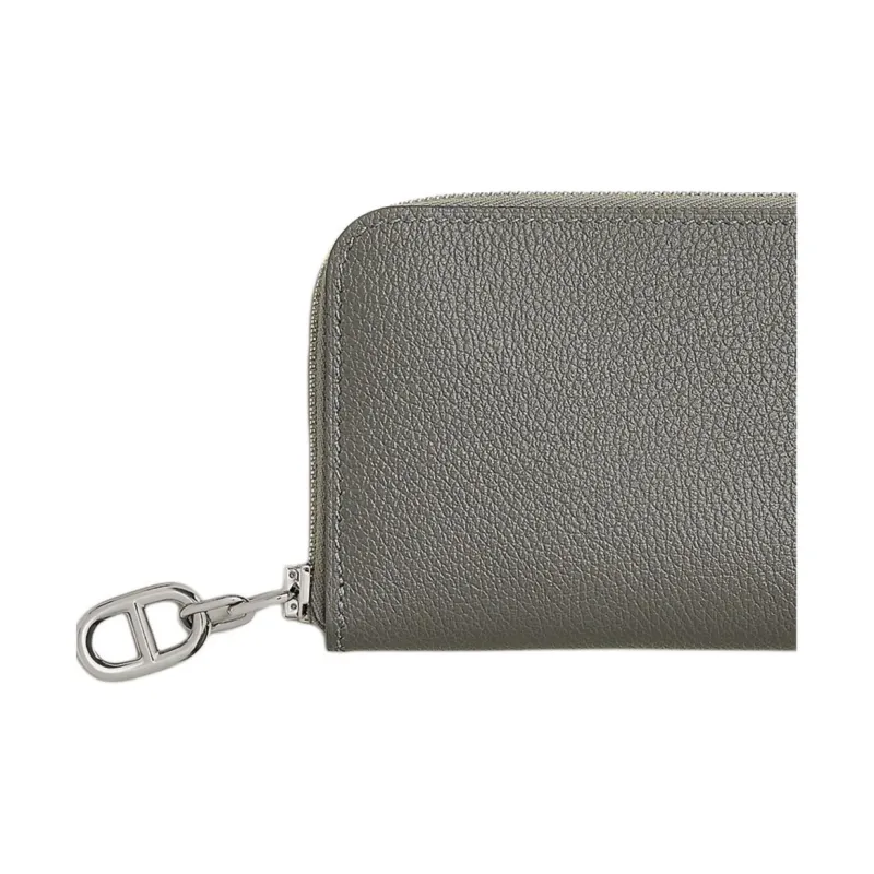 HERMES Zipengo Evercolor Calfskin Card Holder Women's 0L Grismeyer Rain Cloud Gray-2