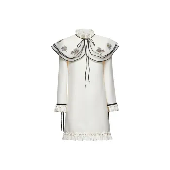Valentino Oversized Collar Ruffled Mini Dress