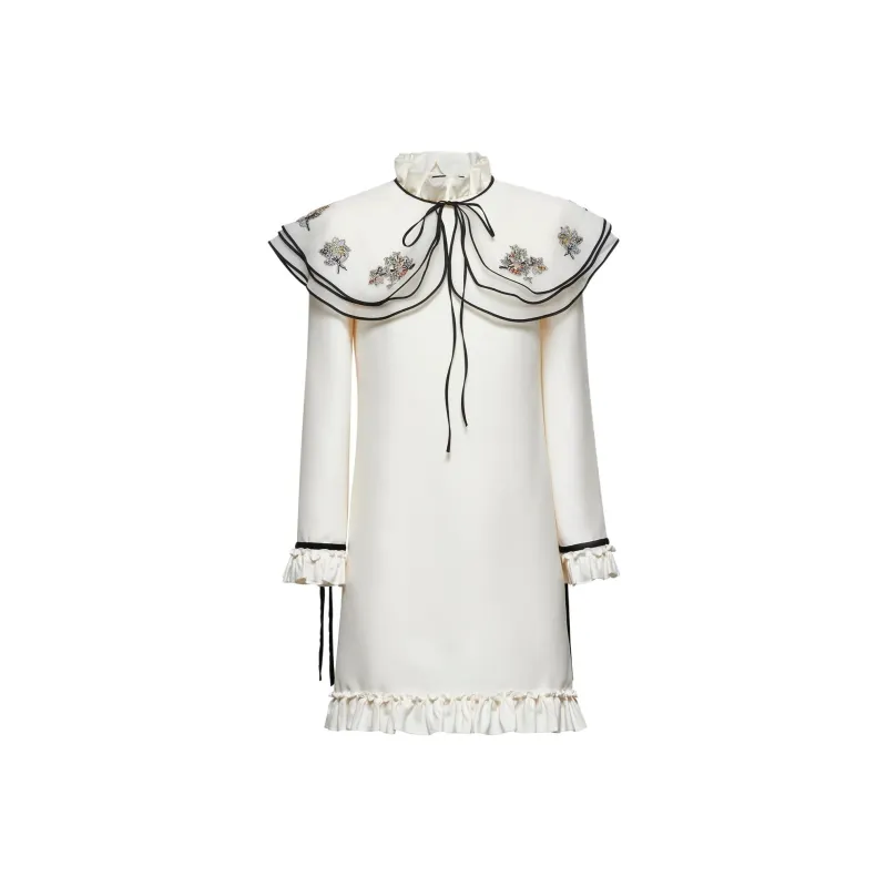 Valentino Oversized Collar Ruffled Mini Dress-0