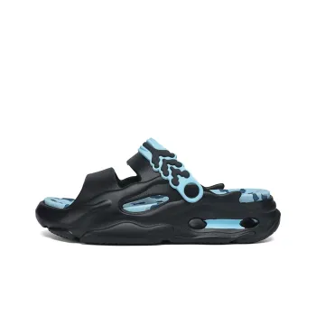 TELENT Quiet Cushioning Slide Slippers Men's Black Lake Blue