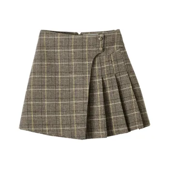 XIANGYING Casual Short Skirts Women's Milk Coffee