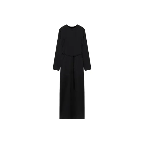 NANUSHKA Slip Satin Maxi Dress Long-Sleeved Dresses Women's Black