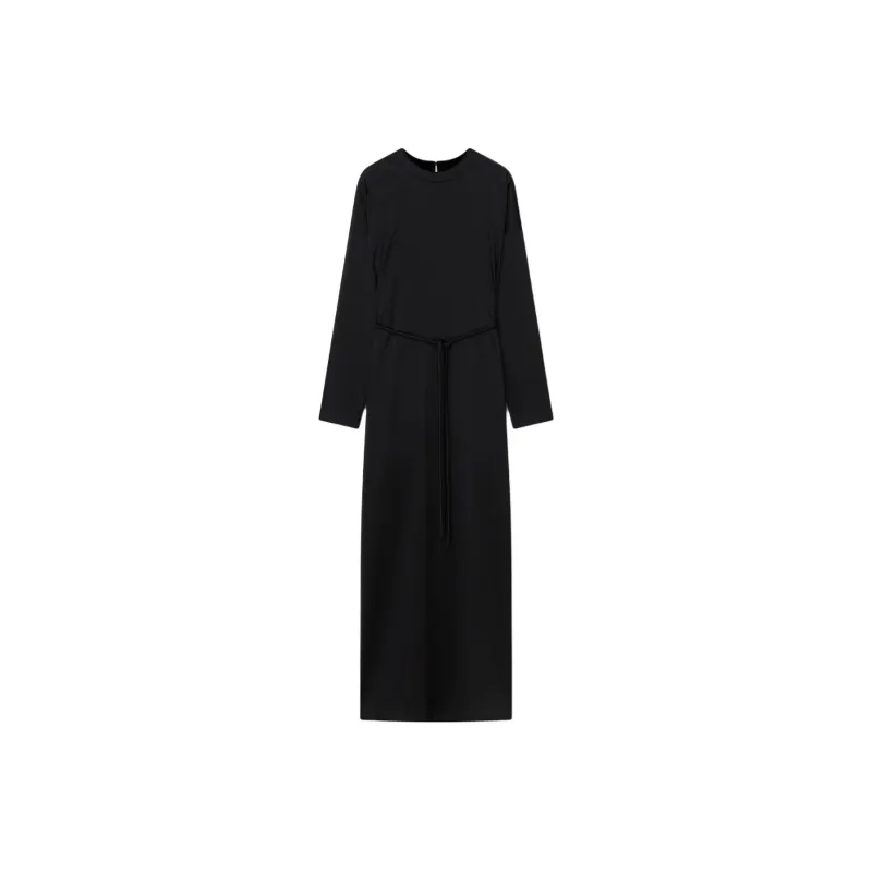 NANUSHKA Slip Satin Maxi Dress Long-Sleeved Dresses Women's Black-0