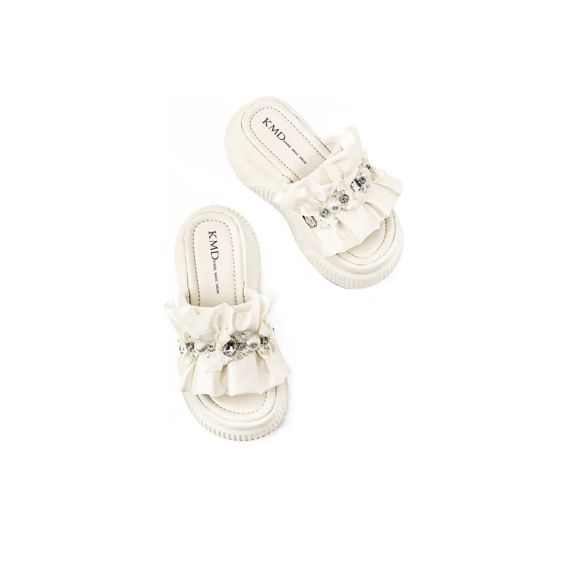 KMD Metal Rhinestone Quiet Slide Slippers Women's-7
