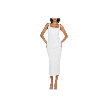 BEC+BRIDGE AVELINE TUCK MIDI DRESS Slip Dresses Women's WHITE/White