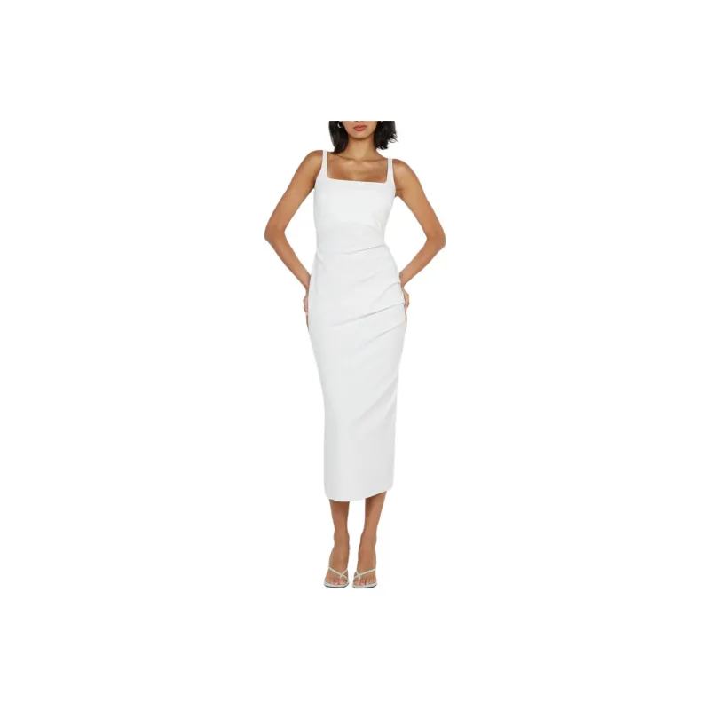 BEC+BRIDGE AVELINE TUCK MIDI DRESS Slip Dresses Women's WHITE/White-0