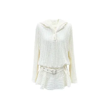 PAZZO Long Sleeved Dress Women's White Apricot