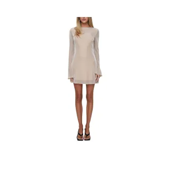 PRINCESS POLLY SUPANOVA OPEN BACK MINI DRESS Long Sleeved Dress Women's CHAMPAGNE/Champagne