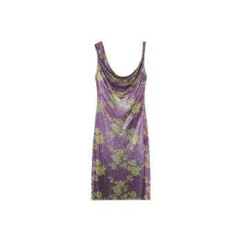 VERSACE Wild Roses Metal Mesh Draped Midi Dress