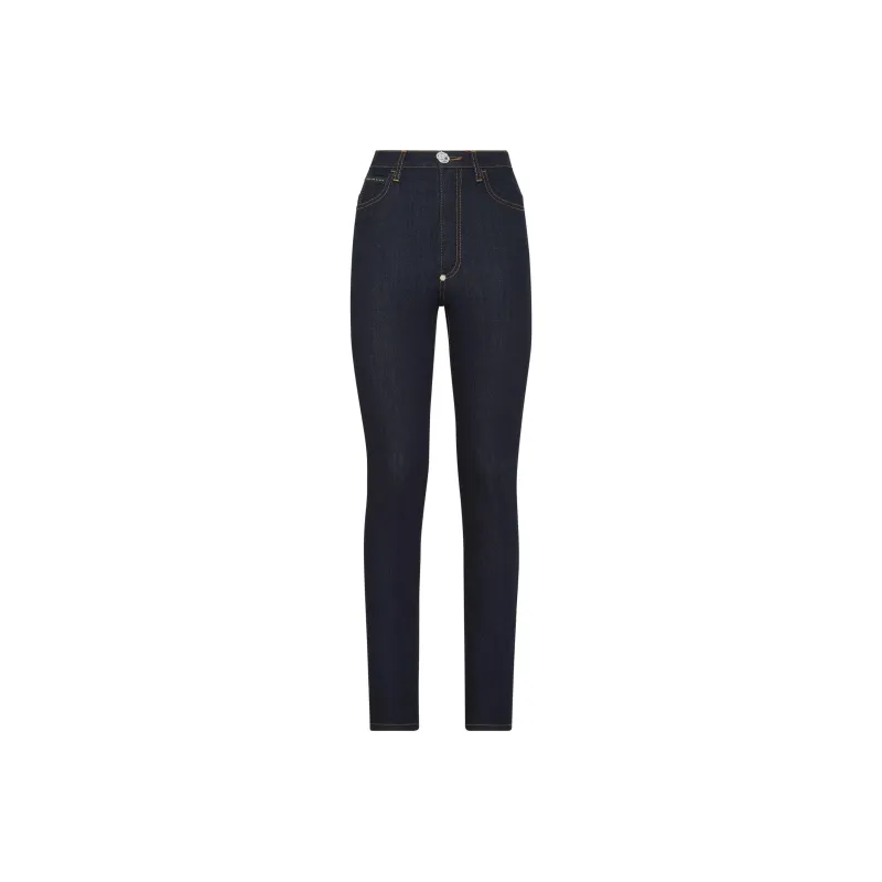 PHILIPP PLEIN Logo plaque Stretch cotton Skinny Jeans-0