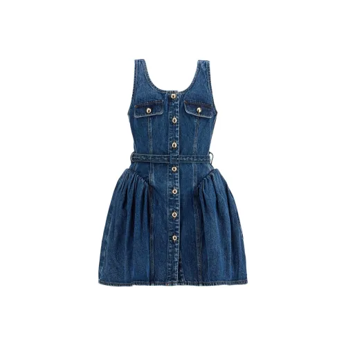 Self portrait Flared Denim Mini Dress