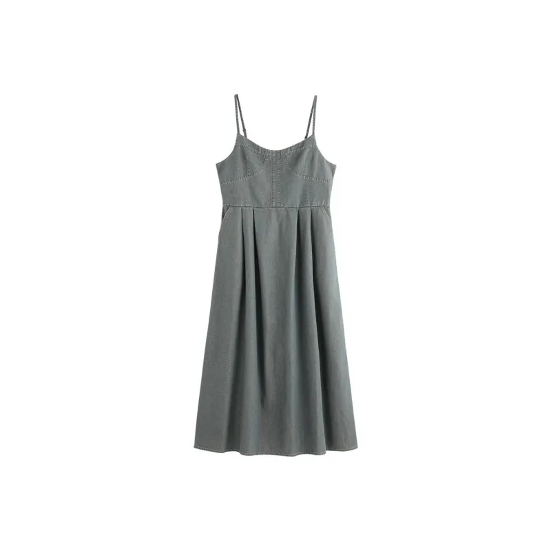 【dme】 Slip Dresses Women's Vintage Denim Blue-0