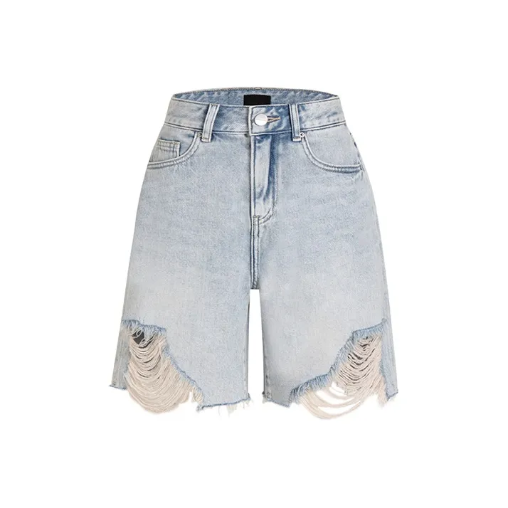 LIUREGALI Denim Shorts Women's Light Blue-0