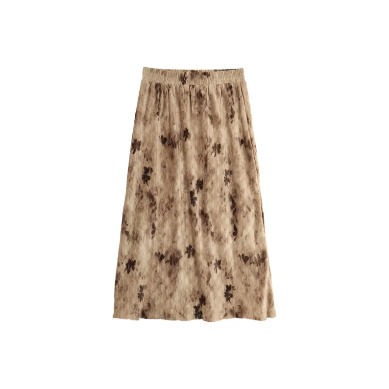 SETIROM Casual Long Skirts Women's Brown-0