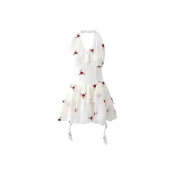XIAOJUCHUANLI Sleeveless Dress Women's Ecru