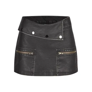 AZEPAM Leather Short Skirts Women's Black