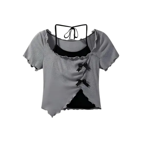 Mu Xiao Xin T Shirts Women's Gray