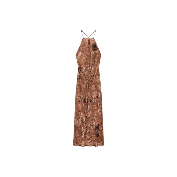 ZARA Slip Dresses Women's Red Brown