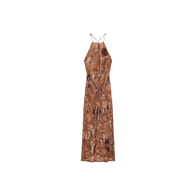 ZARA Slip Dresses Women's Red Brown-0