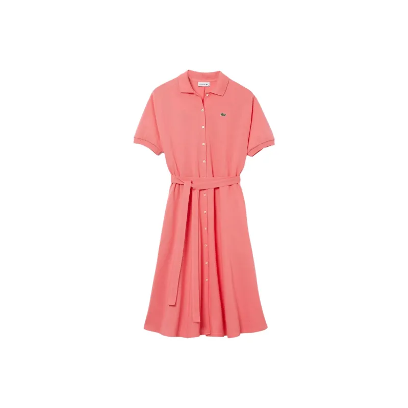 LACOSTE Short Sleeved Dress Women's Pink-0