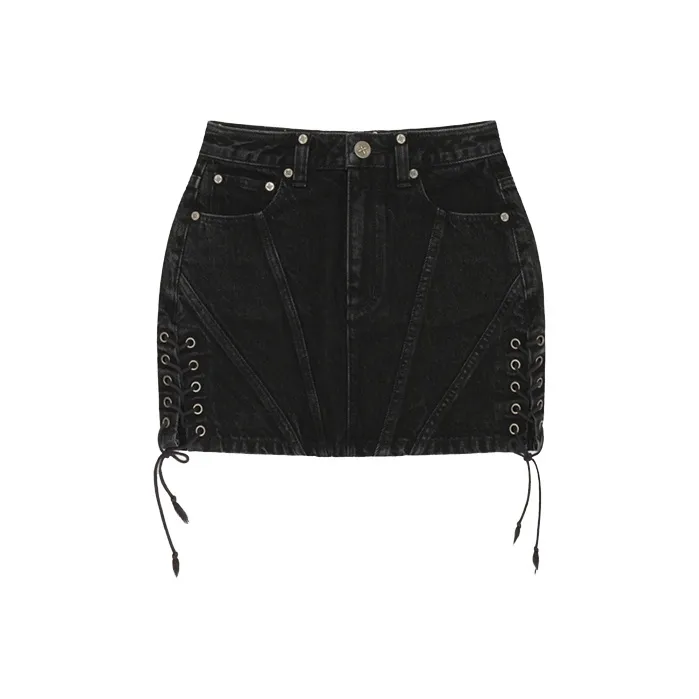 SMFK SMFK Wild World Wild World Series Denim Short Skirts Women's Wilderness Black-0