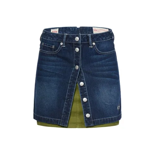 EVISU UNIFREE Denim Short Skirts Womens Women's Blue