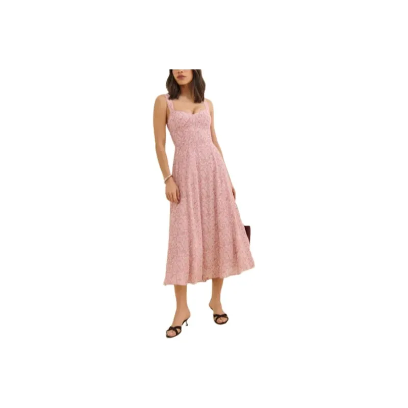 REFORMATION Sleeveless Dress Women's Pink Print-0