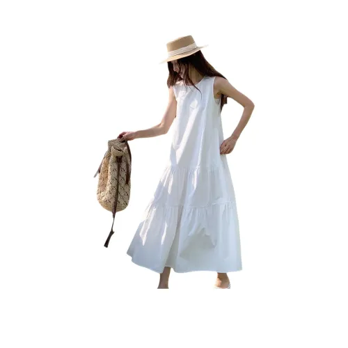 NANING9 Resort Style Sleeveless Dress Women's White
