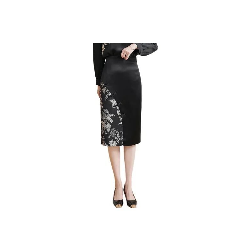 MISSSHINE Casual Long Skirts Women's Black-0